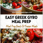 Colorful Greek Chicken Gyro Bowl with salad pasta, fresh veggies, and Mediterranean flavors for healthy meal prep.